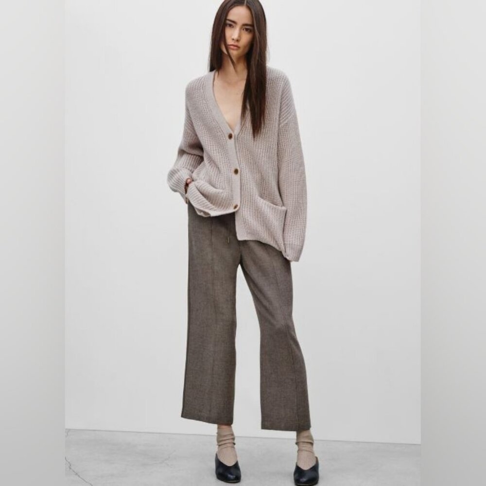Aritzia Wilfred Joudin Wool Viscose Wide Leg Cropped Trouses Pants Size M